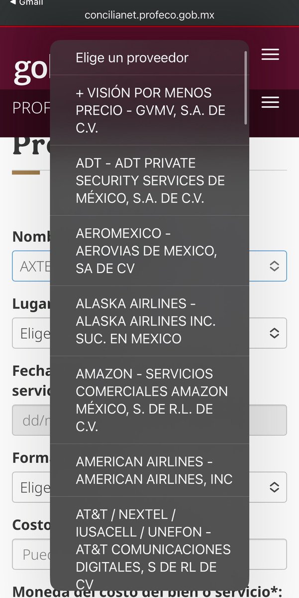 Hola <a href="/Profeco/">Profeco</a> quiero saber con qué nombre está registrado <a href="/Telmex/">Teléfonos de México</a> en concilianet <a href="/TELMEXSoluciona/">Telmex Soluciona</a>