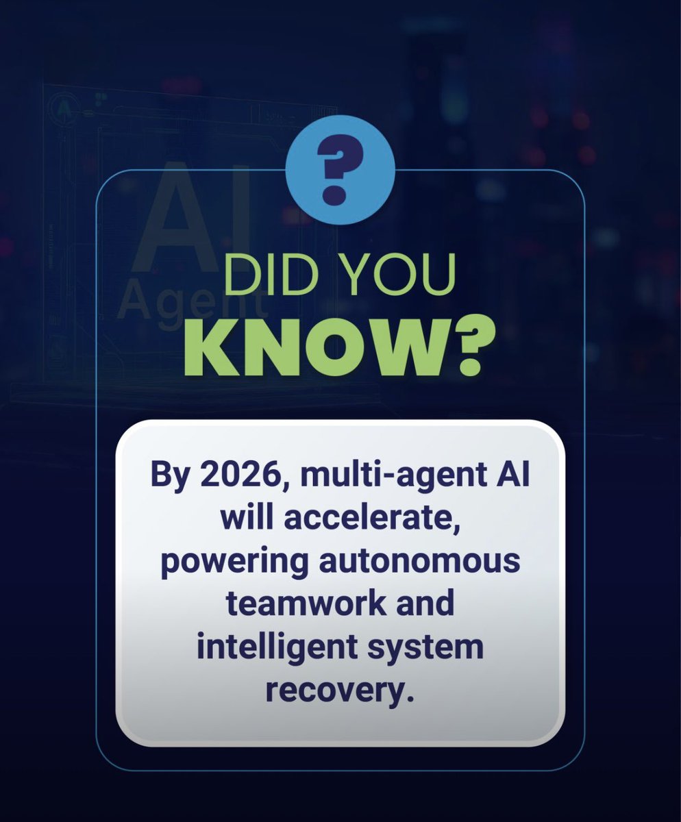 DoseAi12409's tweet photo. By 2026, multi agent AI is expected to accelerate, enabling systems to work together autonomously and recover intelligently when disruptions occur.
 #MultiAgentAI #EnterpriseAI #DigitalTransformation #Prolifics https://t.co/BkXI4bAiao