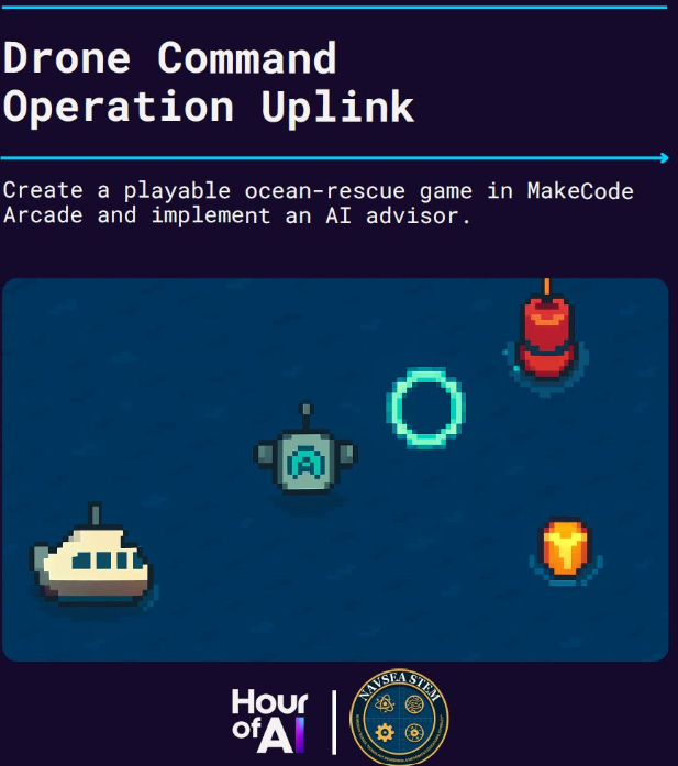 NSWCCarderock's tweet image. 🌊Drone Command: Operation Uplink🌊 

Congratulations to our 2025-2026 STEM Einstein Fellow, Dr. Shane Wines for creating an AI online game 🎮👏 

Explore the activity here: csforall.org/en-US/activiti… 

#STEMEducation #DoDSTEM #NavalSTEM #Carderock #SeaworthySTEM #Carderockrocks