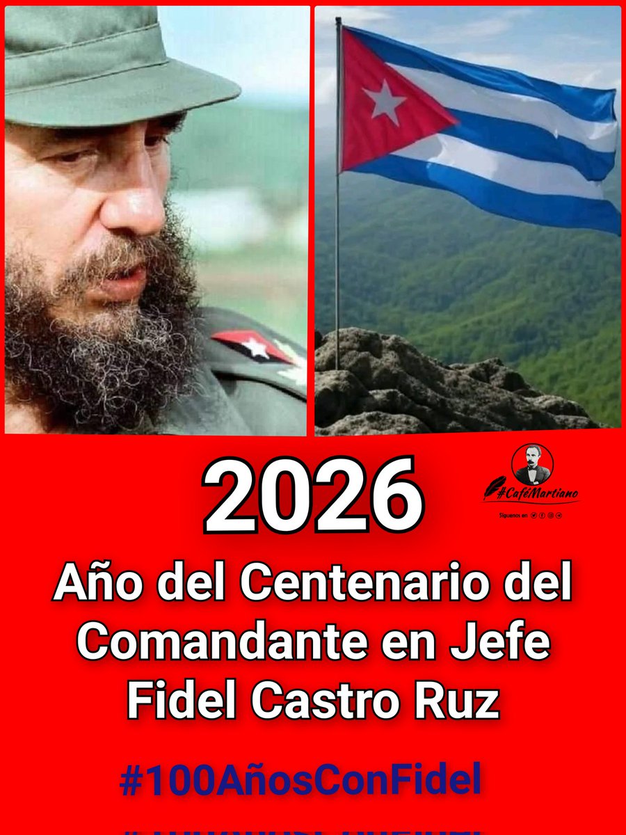 CamilaGzlez34's tweet photo. @cafemartiano @DiazCanelB @DrRobertoMOjeda @InesMChapman @MMarreroCruz @TeresaBoue @EVilluendasC @YaquedeCuba @agnes_becerra @ValoresTeam1 @ValorRazon Buenas tardes #CaféMartiano
2026"Años del Centenario del Comandante en Jefe Fidel Castro Ruz" 
#100AñosConFidel https://t.co/rylOB7PLOX
