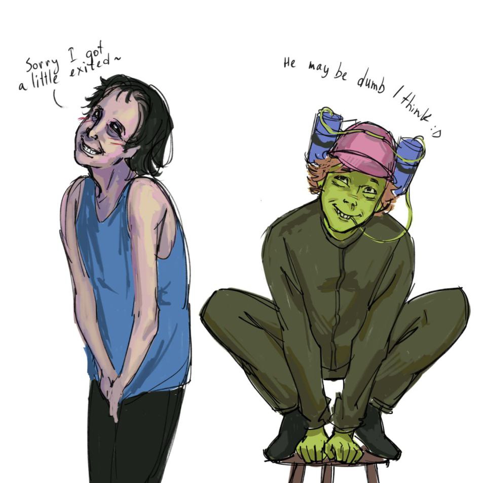 Entecha11's tweet image. So, we're already 200! To celebrate, I decided to draw a little. 

#ninah #noimnotahuman #timofey