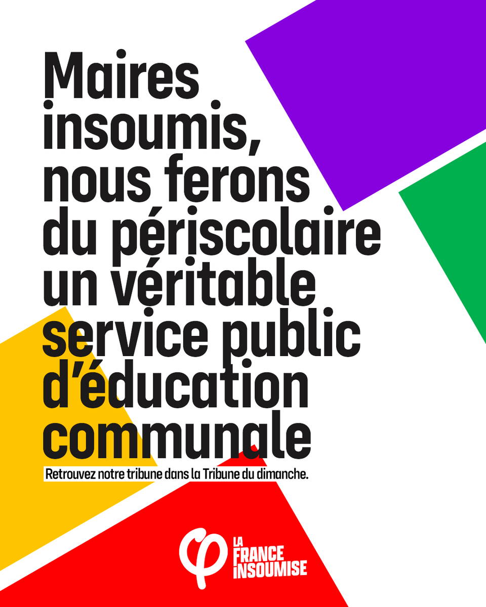 FranceInsoumise's tweet image. Maires insoumis, nous ferons du périscolaire un véritable service public d’éducation communale !

La France insoumise aux élections municipales annonce vouloir faire de la lutte contre les violences faites aux enfants une priorité politique et budgétaire.

Retrouvez la tribune…