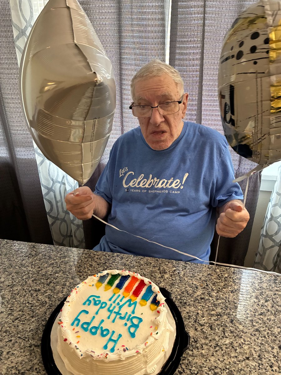 Happy 80th Birthday Will! Will was excited to celebrate and enjoyed having his birthday cake!
