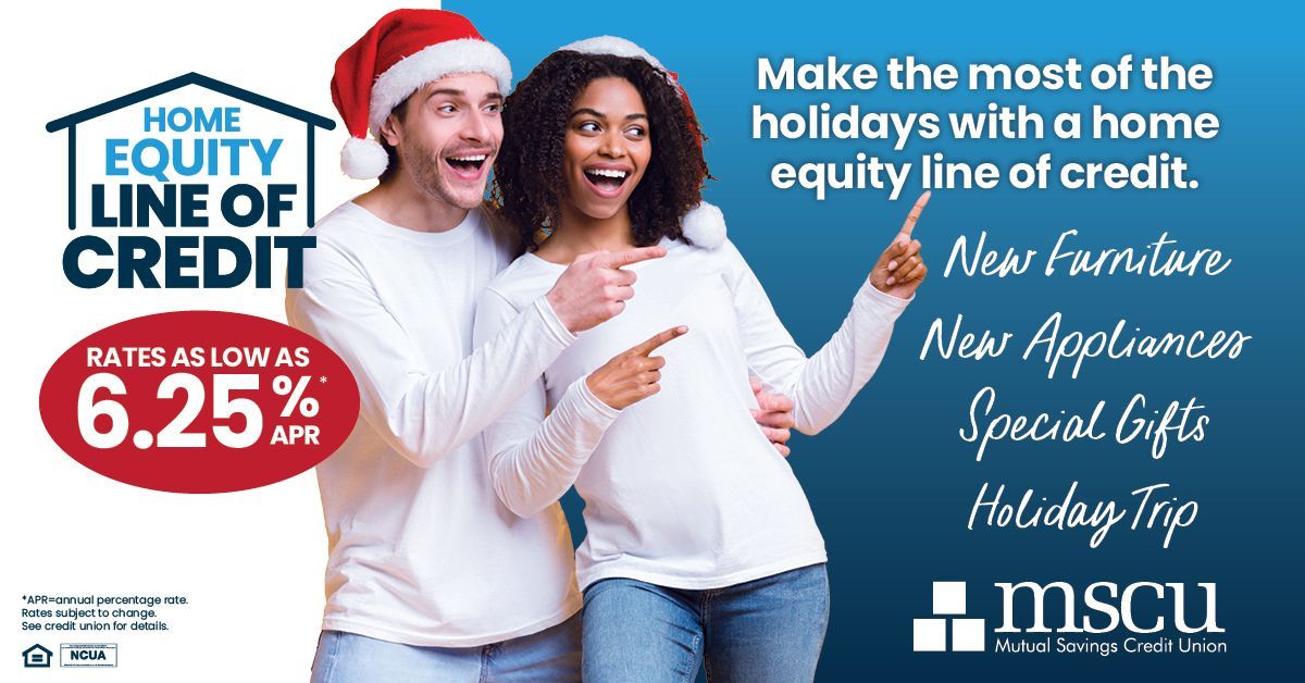 mutualsavings's tweet photo. Make the most of the holidays with a HELOC—your home can help make the season brighter! 🎄💫 

#MutualSavings #HELOC https://t.co/6qKK55CKjr