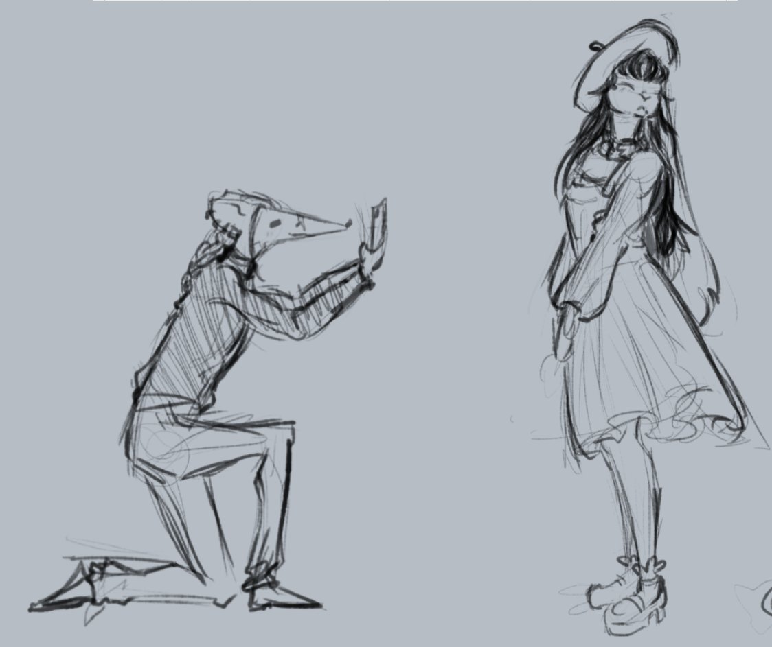 lil doodle of a proud dad taking pictures of his daughter all dolled up to go out 
inspired by a scene <a href="/aubrgin/">ren | renkonkon.bsky.social 🔆🇵🇸🔞</a> wrote with them
bunnygirl Sho is Ren's blorb ofc uwu
(she supposed to be a jackalope but I forgot antlers shhhhhh 💀)
