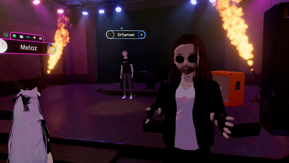 OneMoreBenjamin's tweet photo. Today I was just gonna test some stuff on Somnium but ended up giving a minitour to @RzivalVR , Checking out the VR Band @MESSCORE_VR (they actually play as a band in VR with software sorcery) and met @SirSamaelvr a cool VR world creator/artist new to Somnium. Nice time. https://t.co/BD9BAkm5Yl