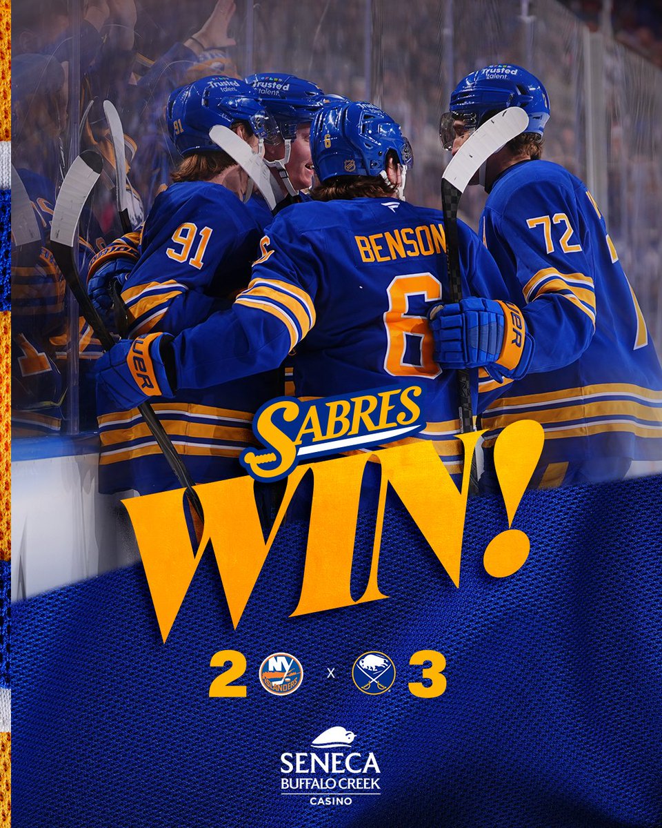 SABRES WIN! ⚔️

#LetsGoBuffalo | <a href="/SenecaBuffalo/">Seneca Buffalo Creek Casino</a>