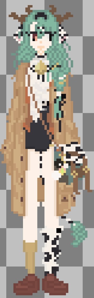 MyNameIsMine99's tweet photo. Day 8 of pixel art practice. 
It's Moo time!
Today we're putting the spotlight on the mouldiest streamer I know, Crelly! 
She's currently on day 137 of her subathon with 32 days more to go (at time of posting) 
Go say hi to the absolute mad lad!
#crefart https://t.co/a9omMusItb