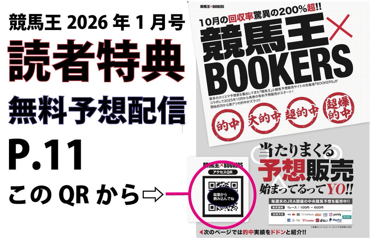 競馬王1月号👑読者特典予想をアップ⤴️ 馬券絶好調のToruが担当して
