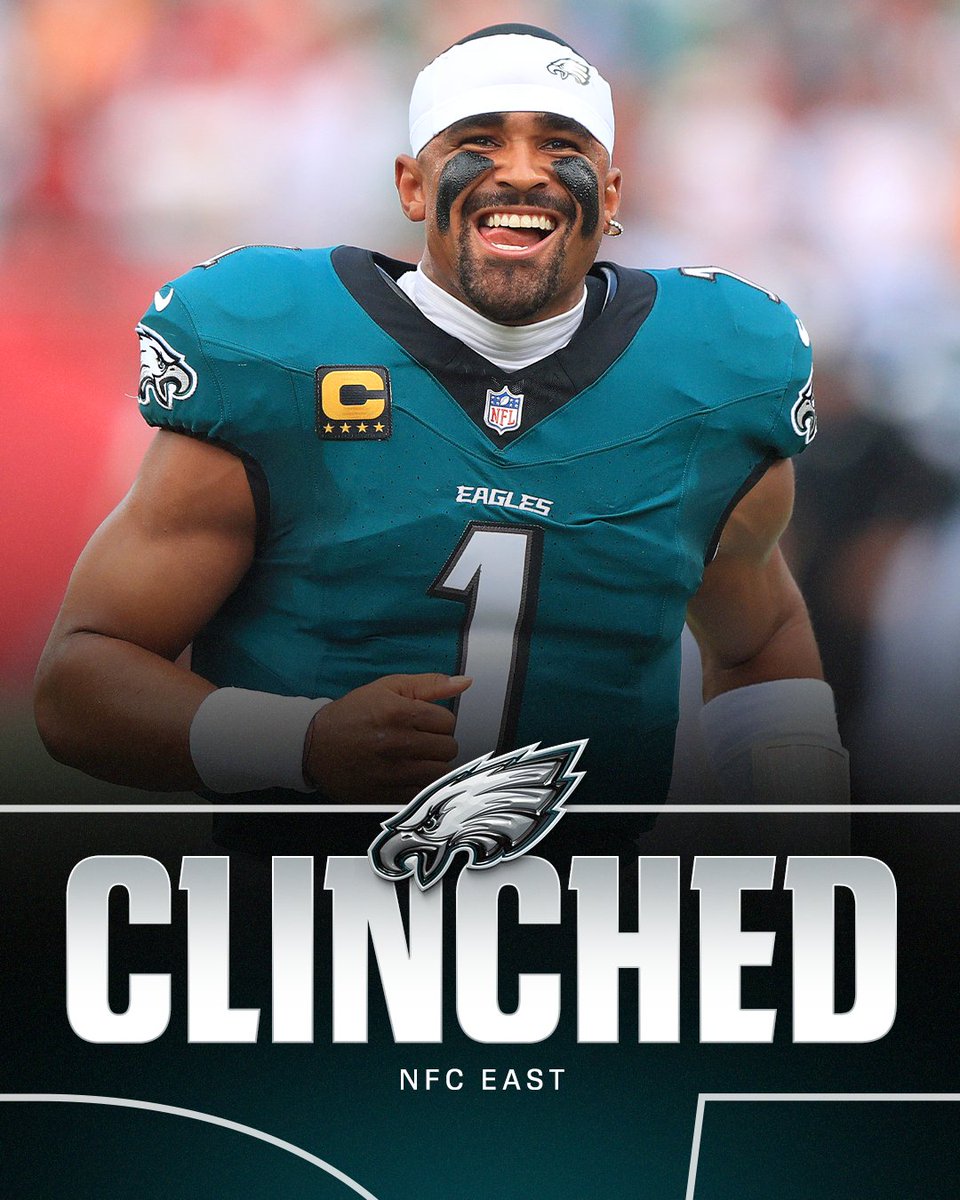 THE EAGLES ARE BACK-TO-BACK NFC EAST CHAMPIONS 🔥 

They are the first team to repeat as NFC East champions in 20 seasons 😤