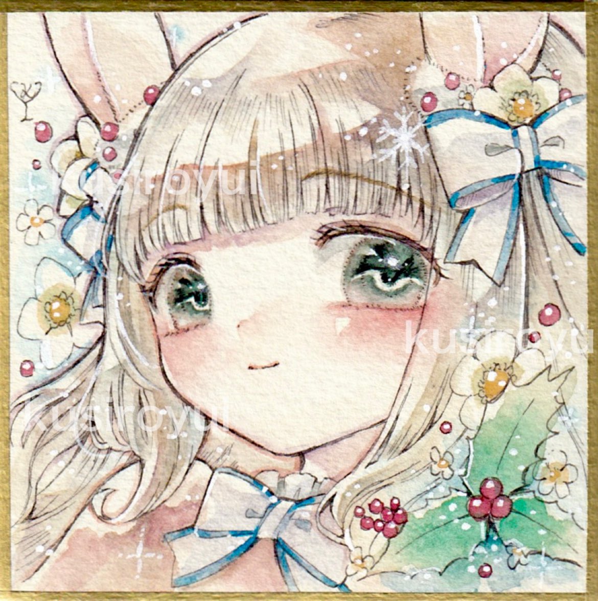 🎄Xmas🎄豆色紙 うさぎのマロンちゃん🐰