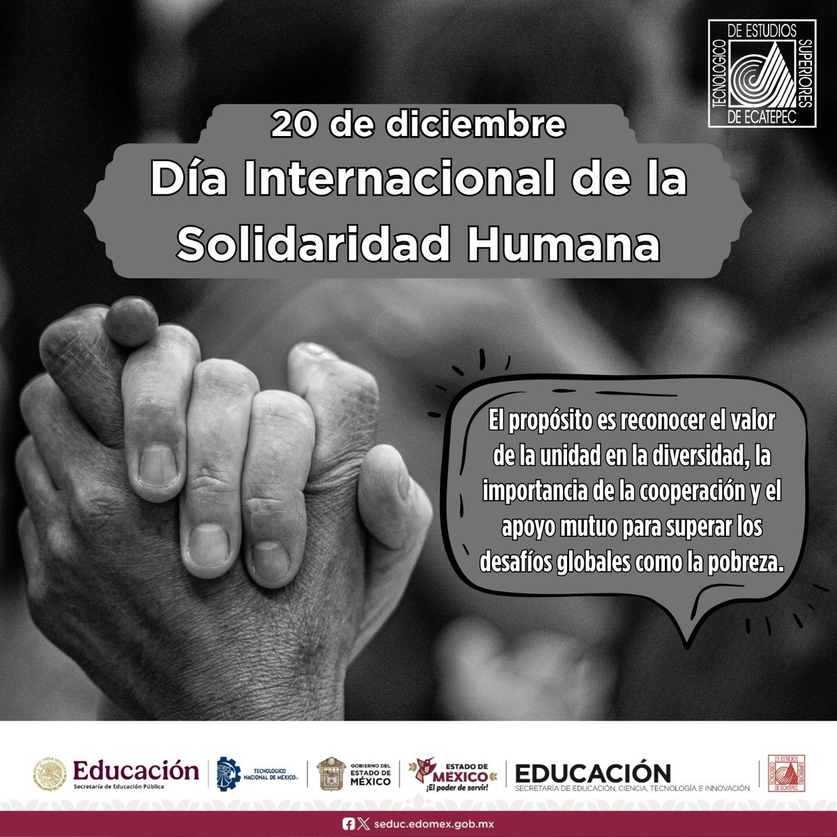 TESEeducativo's tweet image. 🤝🌍 La solidaridad no es solo un valor... ¡es una acción!

Hoy celebramos el Día Internacional de la Solidaridad Humana 🗓️
Porque cuando nos apoyamos, construimos un mundo más justo, fuerte y unido 💪✨

#TESE #Ecatepec #UnidosPorElCambio #JuventudConValores