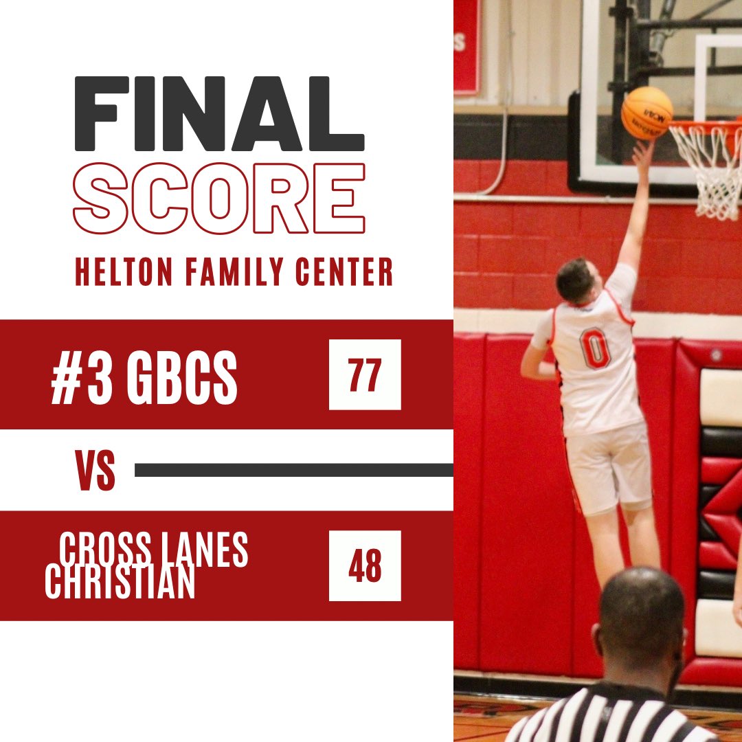 GBCBasketball's tweet photo. Final.
#3 GBCS (2-1) - 77
CLCS (1-1) - 48

Javonte Spencer 21
Iziah Gordon 19
Eli Gunter 11
Jabari Spencer 10
Keelan Remy 6
Tripp Lilly 3
Levi Sharp 3
Joshua Garlow 2
Isaac Wood 2 https://t.co/t9soSlMMK7