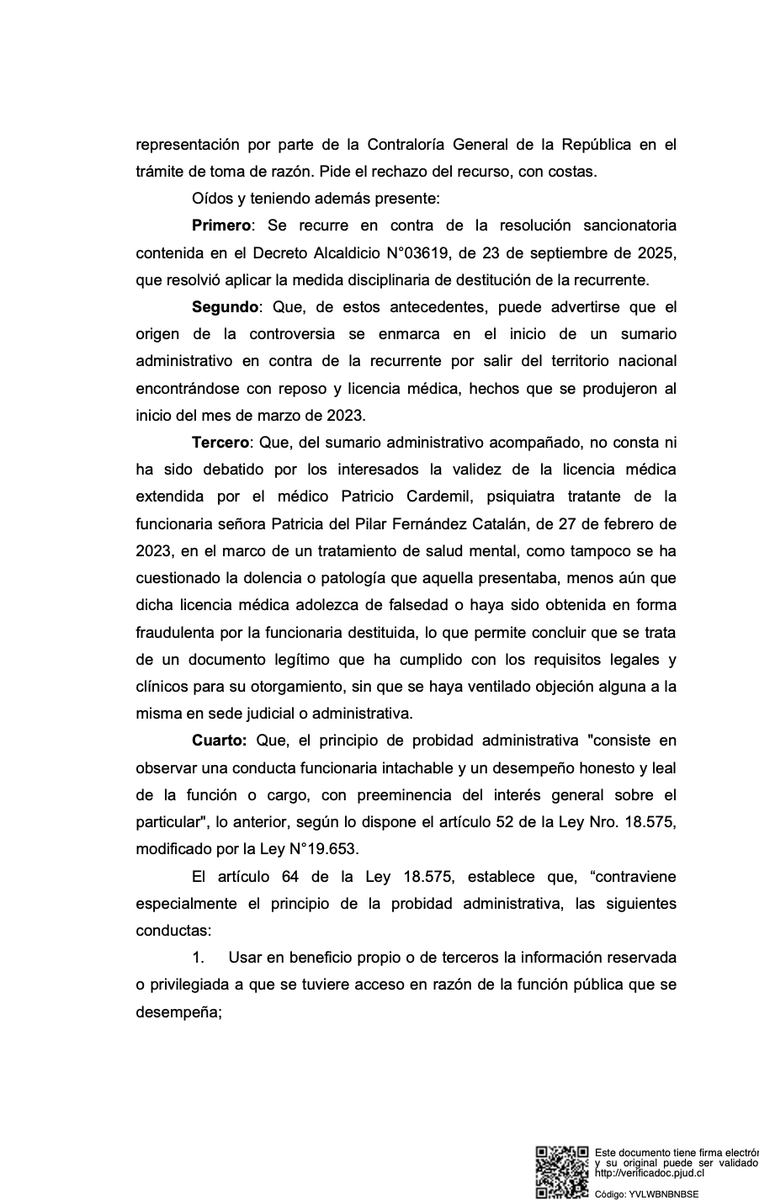 alvardominguez's tweet photo. SCA Valdivia ROL 983-2025 16.12.25. La falta de probidad se configura por uso malicioso de licencias medicas, es decir, cuando hay mala fe en la obtención del reposo, ya sea para realizar actividades que la patología o el descanso prohíben o finge ante el médico una enfermedad1/2 https://t.co/4i7yheoNEZ