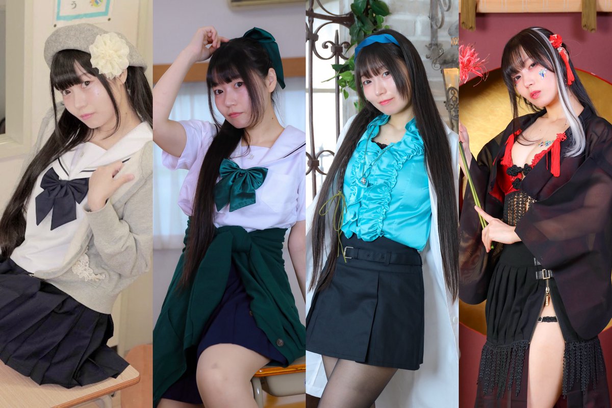 りりページ♡美月ちゃん衣装 みさち脚本作品のみつきちゃんを並べたよ なんだかクリスマスカラーだ