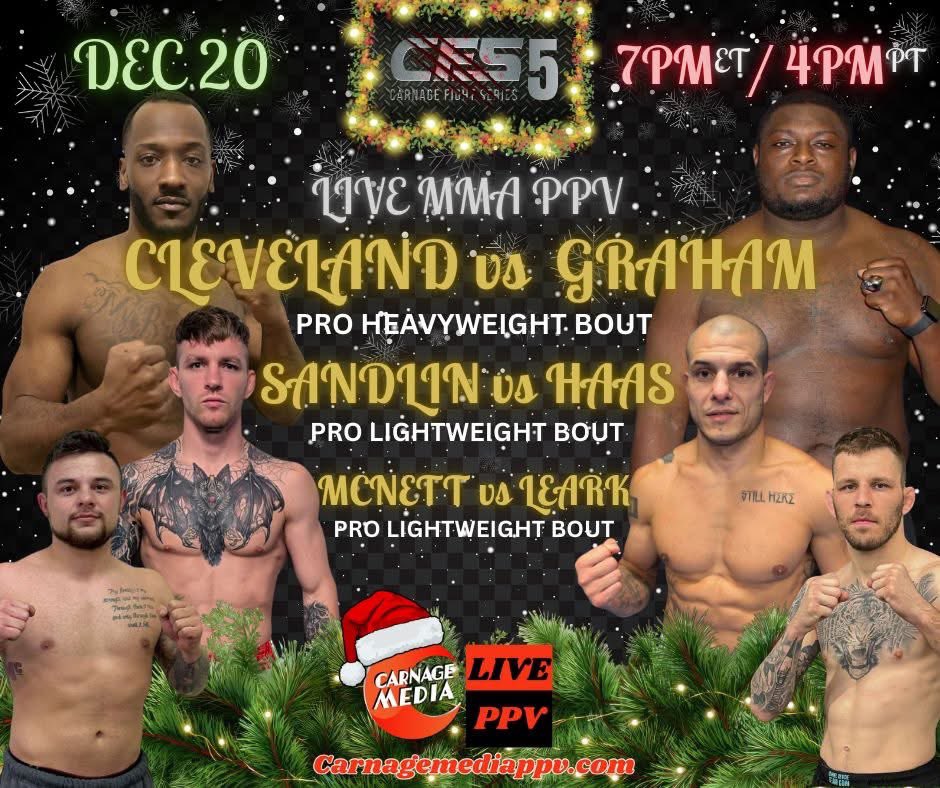 kevnivek_'s tweet image. Full card preview for Carnage Fight Series 5!

carnagemediappv.com/2025/12/20/car…