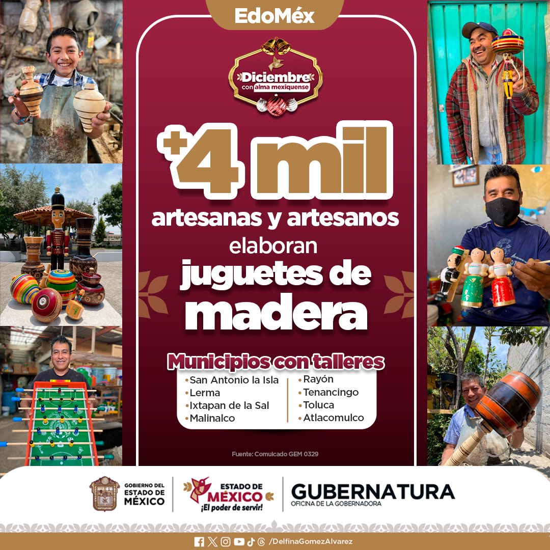 🪀 🐻 En el #Edoméx el talento de las maestras y maestros artesanos transforma la madera en juguetes. 

Te invitamos a incluirlos en tus compras y sumarte a la preservación de este valioso  patrimonio cultural.

#ElPoderDeServir