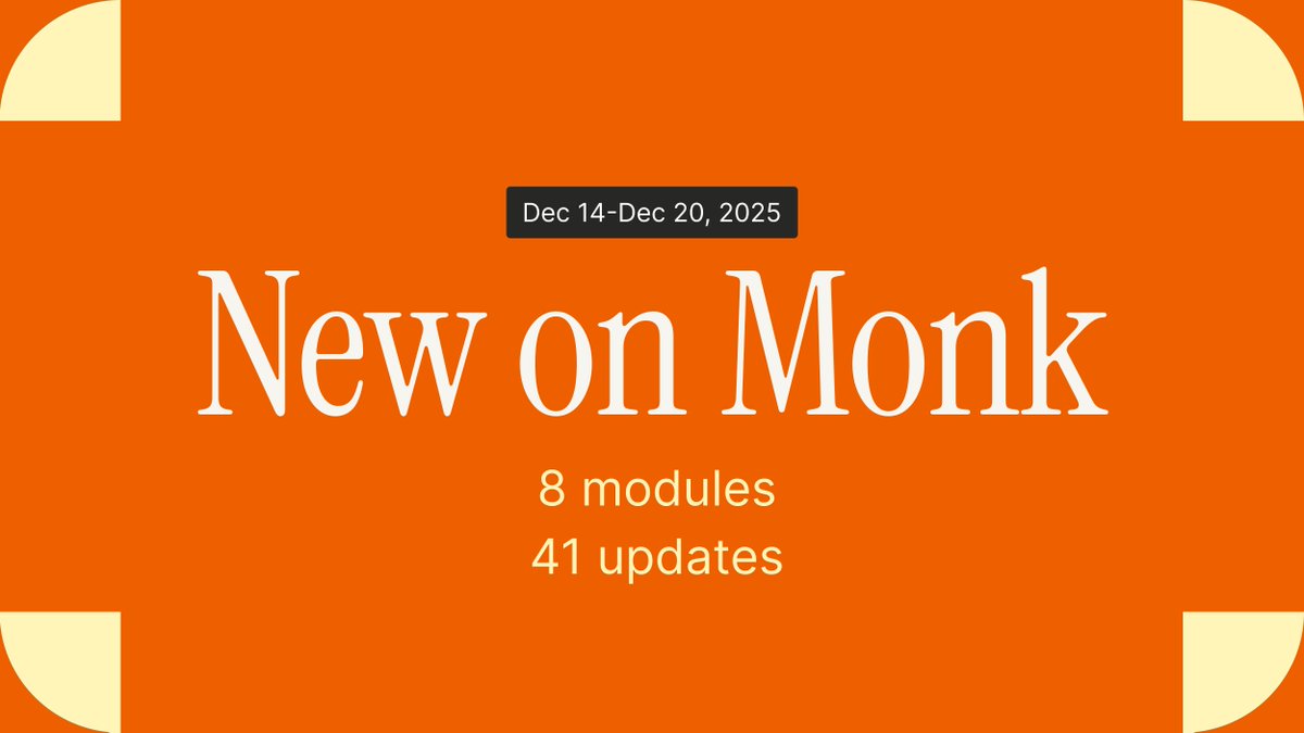 6 days 
41 updates across 8 modules on the <a href="/usemonk/">Monk</a> platform (details in comments)

tons more to build to deliver for our customers 

fun fact: tried to automate this in figma make, V0, and figma mcp. none of it worked for me.