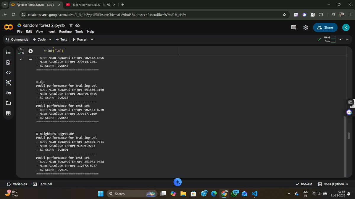 kinshukve's tweet photo. Day 11:
works on Used car price prediction model using using random forest
#MachineLearning #RandomForest #DataScience #AI #ModelTraining #LearningJourney https://t.co/c8K6Uy0ao5