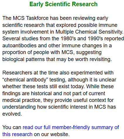 TomKindlon's tweet image. A historical overview of early immune research in MCS

mcs-aware.org/articles/a-his…

Screenshot is from the December 2025 MCS-Aware email bulletin

#MCS #MultipleChemicalSensitivity