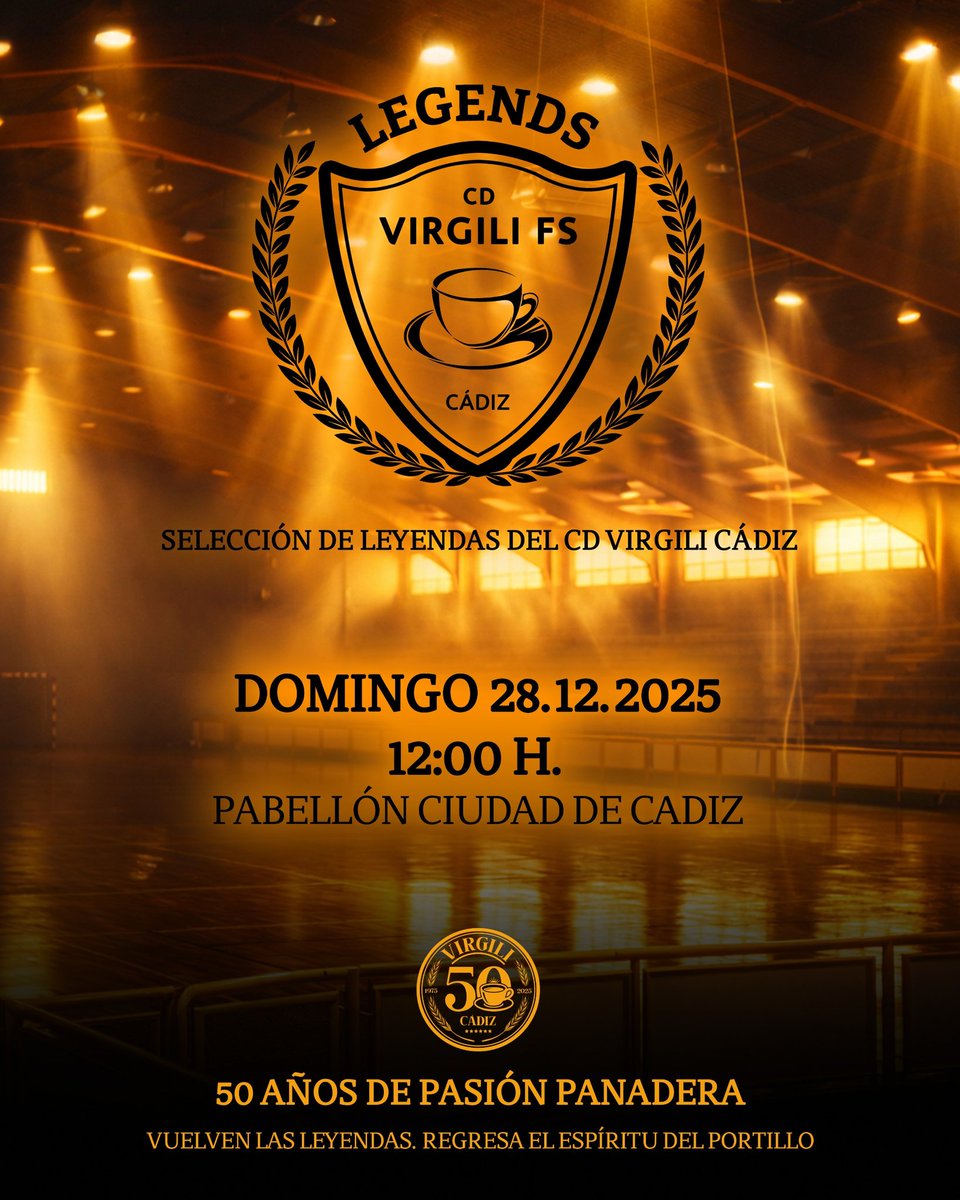 CDVirgiliCadiz's tweet photo. 🙌 Las leyendas vuelven. El espíritu del Pabellón Portillo revive. El Virgili celebra 50 años como merece su historia.

Prepárate, porque lo que viene es INMENSO… y aún no has visto nada 😍

#virgililegends 

🗓️ Domingo 28/12/2025
🕛 12:00 h.
🏟️ Pab. Ciudad de Cádiz 

💛💙 https://t.co/ylSBtsF7SU