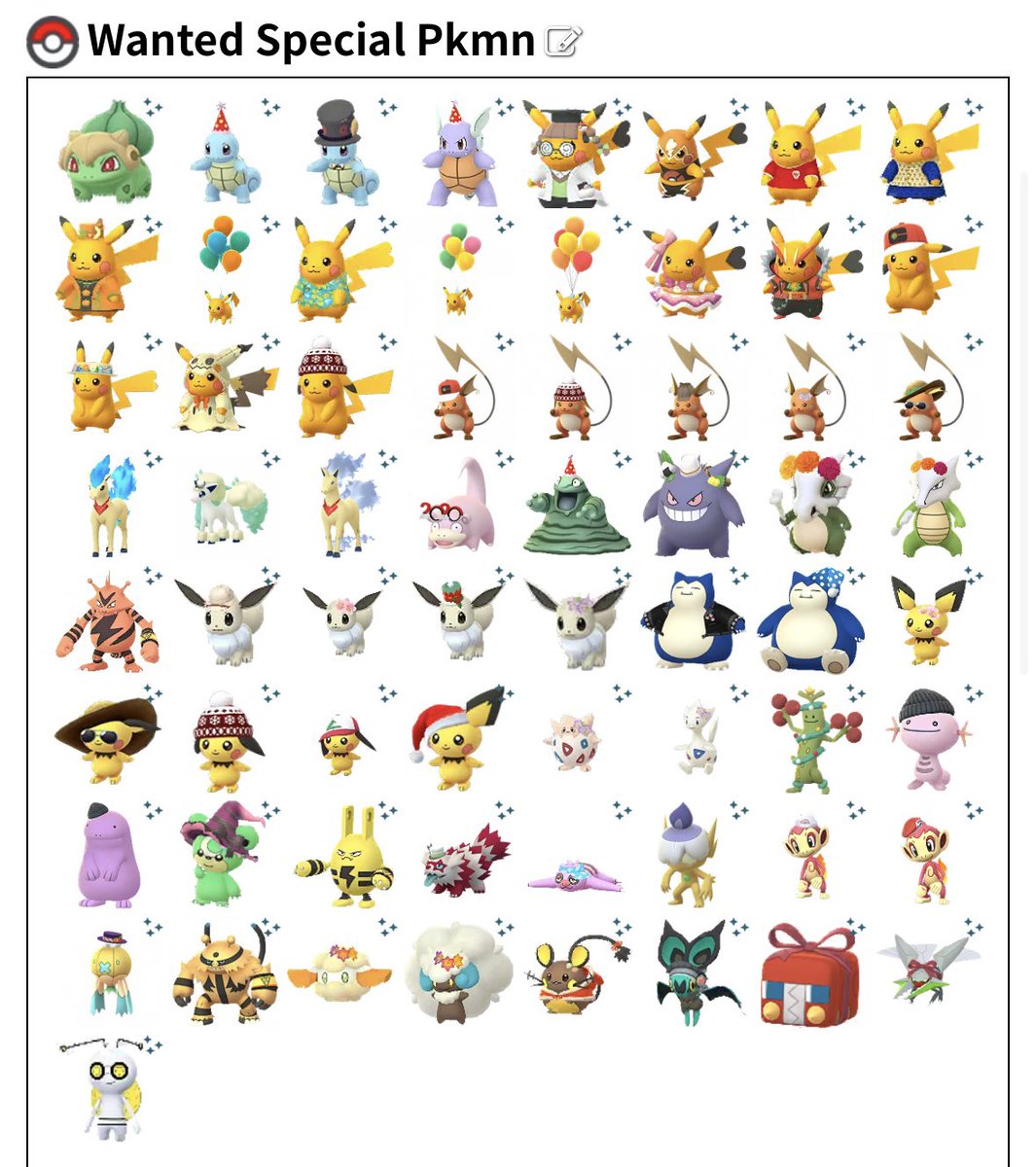 J’en ai profité pour faire le tri dans les shiny qu’il me manque et je n’ai qu’une chose à dire : putains de costumés (photo 2). Aidez-moi svp !