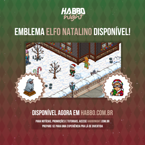 🧝🏼‍♂️ Elfos, pequenos ajudantes.

❄️ Emblema ELFO NATALINO + CARNEIRINHO PÉROLA já disponíveis no <a href="/HabboPTBR/">Habbo PT/BR</a>!

📡 Tutorial Antecipado: habbonight.com.br/noticia/11072-…