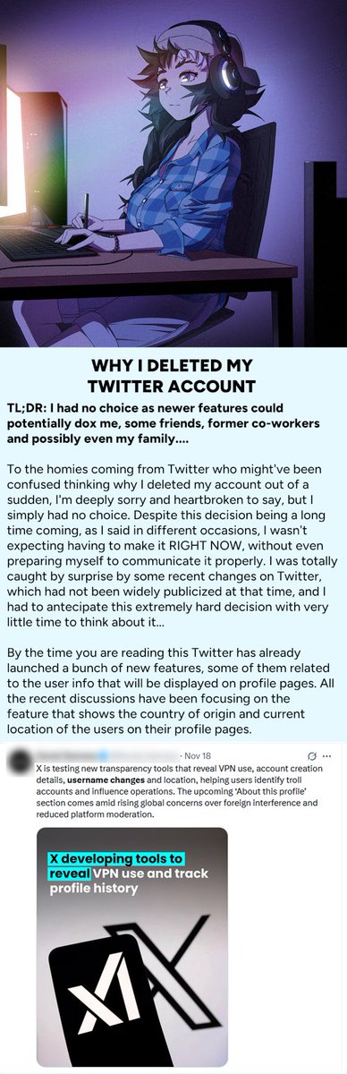 Rayterni's tweet photo. ⚠️ NOTICE: Rayterni has left Twitter. This account was created by her team to prevent impersonators. ⚠️  

TL;DR in her own words: "I had no choice as newer features could potentially dox me, some friends, former co-workers and possibly even my family..."  https://t.co/8bmL7gVsfB https://t.co/Kaen1zU1MV