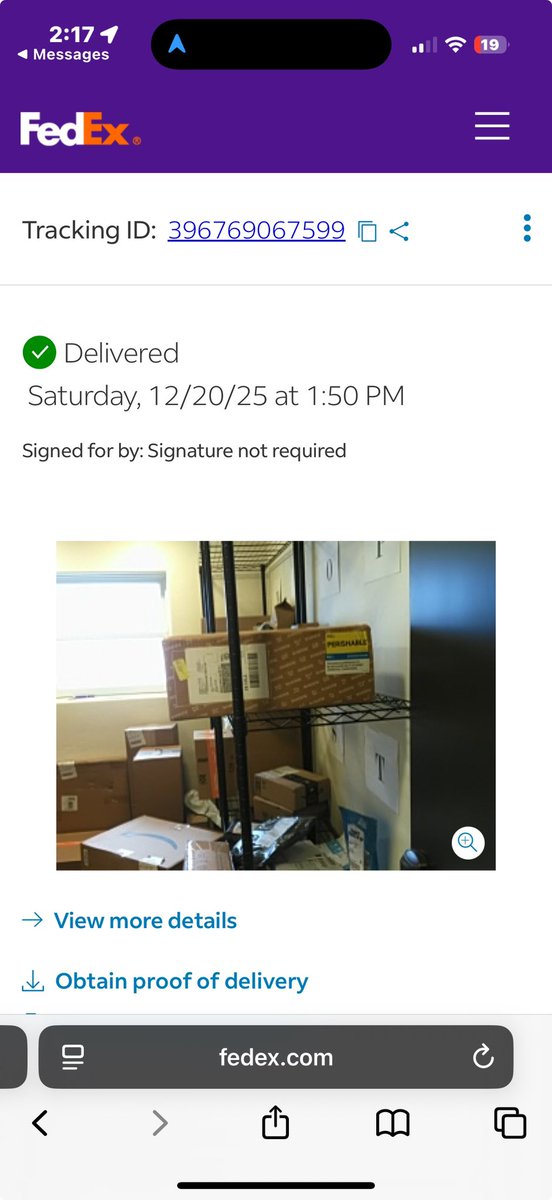SweetT3939's tweet photo. Another mid delivered package from #fedex today. At least this was delivered to a package room (where I have no idea) and not to the side of the road like the last one. https://t.co/4iAdCUgCkX
