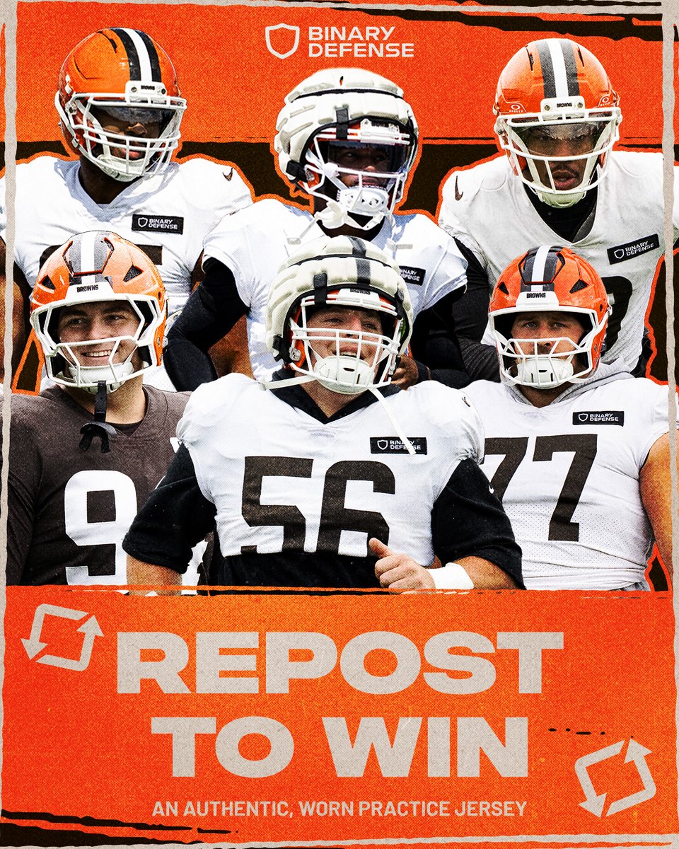 Browns's tweet image. hit us with a repost for a chance to add an authentic practice jersey to your memorabilia collection!

@Binary_Defense | #DawgPound