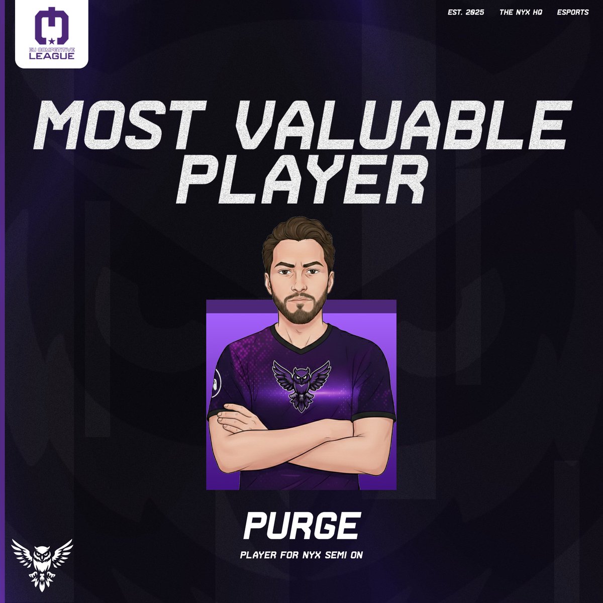 TheNyxHQ's tweet image. 🌃VICTORY🌃

Nyx Semi On win the series 3-0
GGs to Nova Esport

Our Series MVP - @_Purgey 

#EntrTheNyx