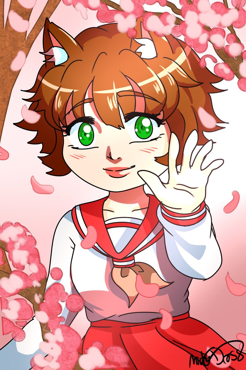 Midnight and the cherry blossoms #AnimeArtwork #AnimeDrawing