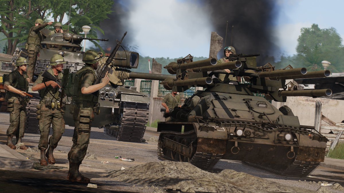 SavageGameDes's tweet photo. S.O.G. Nickel Steel Update 4 is LIVE!
🗺️ Rung Sat Special Zone beta terrain
✈️ A-4 Skyhawk & OV-10 variants
🔥 M50 & M50A1 ONTOS Tank Destroyer + 3x LVTE/R/P variants
🔫 TUL-1 LMG, M38 SMG, P08 Pistol
🔨 4x Melee Weapons
🌳 Dong Giang Gold full release

Across The Fence Update:
- Team Leader tree beta
- Rung Sat Special Zone beta compatibility

#Arma3 #Modding #VietnamWar