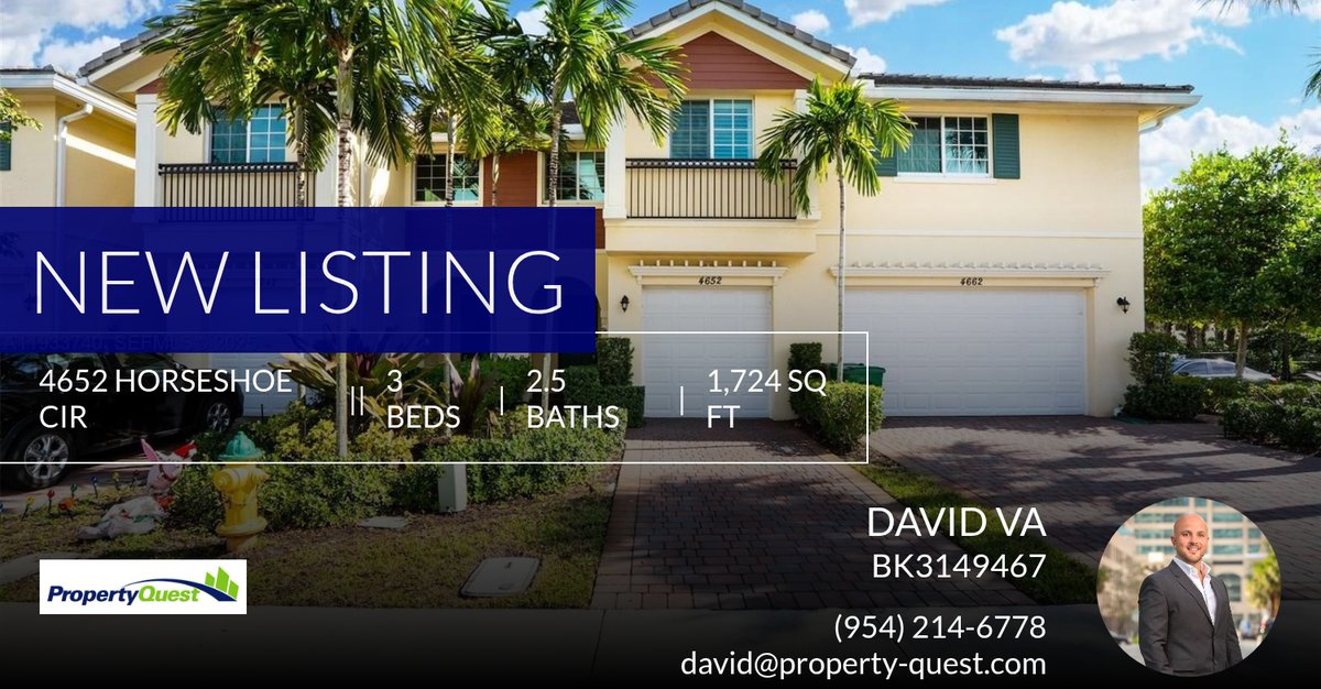 property_quest's tweet photo. 📍 New Listing 📍 Take a look at this fantastic new property that just hit the market located at 4652 Horseshoe Cir in Davie. Reach out here or at (954) 214-6778 for more information

David Va | PropertyQuest®
Director of Luxury Sa... https://t.co/syhvFiHCdY https://t.co/a7msuFQTeg