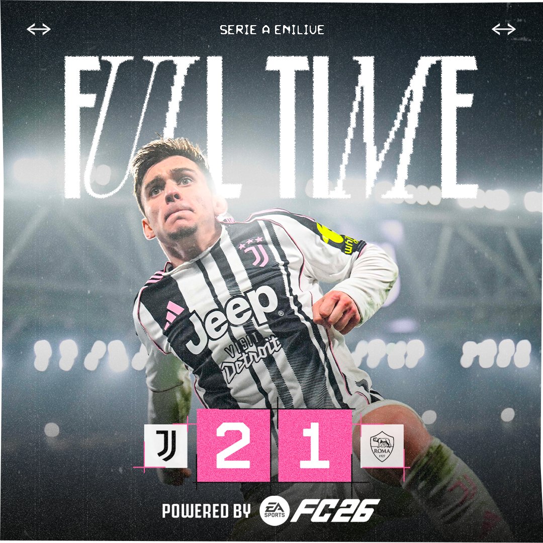 FT |⌛️| Vittoria e tre punti nell'ultima gara all'Allianz Stadium del 2025 ⚪️⚫️

Powered by <a href="/EASPORTSFC/">EA SPORTS FC</a> <a href="/easportsfcit/">EA SPORTS FC ITA</a>

#JuveRoma