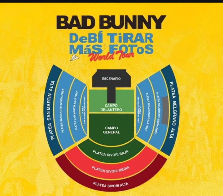 ⚠️MENDOZA⚠️

Vendo 2 entradas para Bad Bunny

Para el 15 de febrero

En el Campo general + Platea Sivori Baja

Cualquier duda, por mensaje directo 📥

#DTmFWorldTour #Mendoza #Argentina