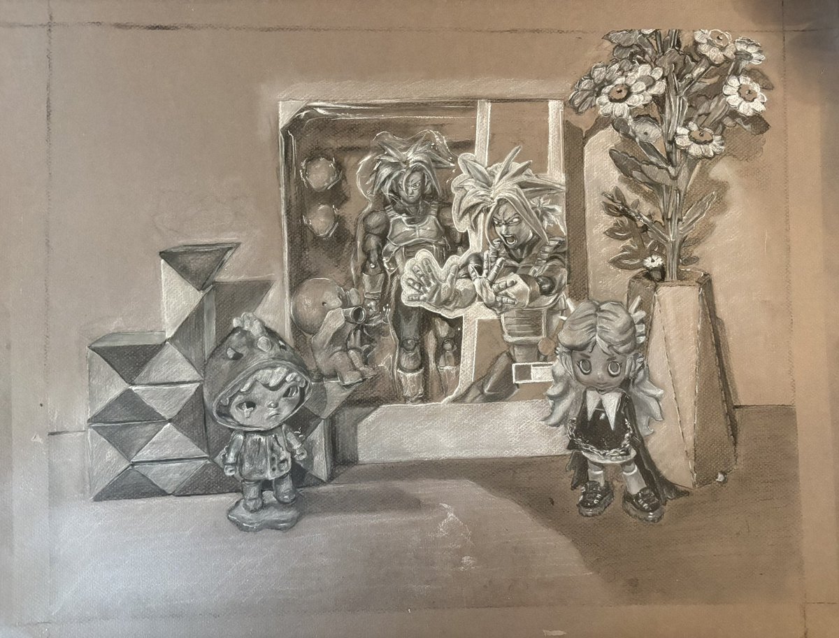 still life final - black and white charcoal