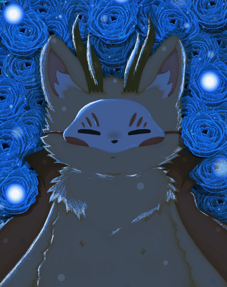"Blue roses are often used to symbolize mystery or the unattainable, since they do not exist in nature because of genetic limitations."

#fabulousbeasts #Sibuxiang #fabulousbeastsfanart #fanart #YouShouYan #四不像 #兔爷 #有兽焉 #ysy #pixelart #pixelartist #commissionsopen