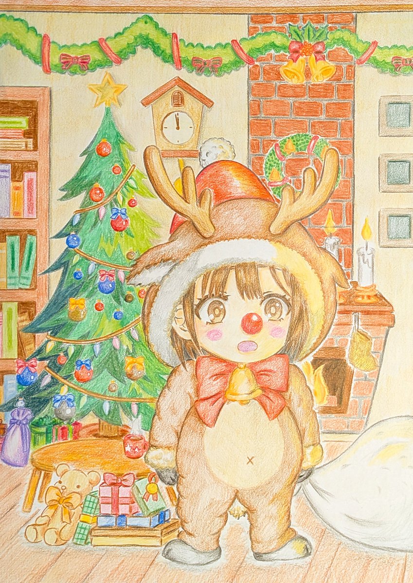 色鉛筆画～ばやしこクリスマス】 完成✨ フル色鉛筆画で