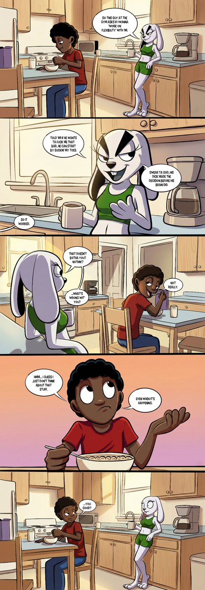 I wanna try to do more slice-of-life stuff with my characters. This is  the first time I've ever written a comic strip with an actual "good"  punchline.

...Well, at least, I think it's pretty good. You get bonus points if you get the joke. ^^