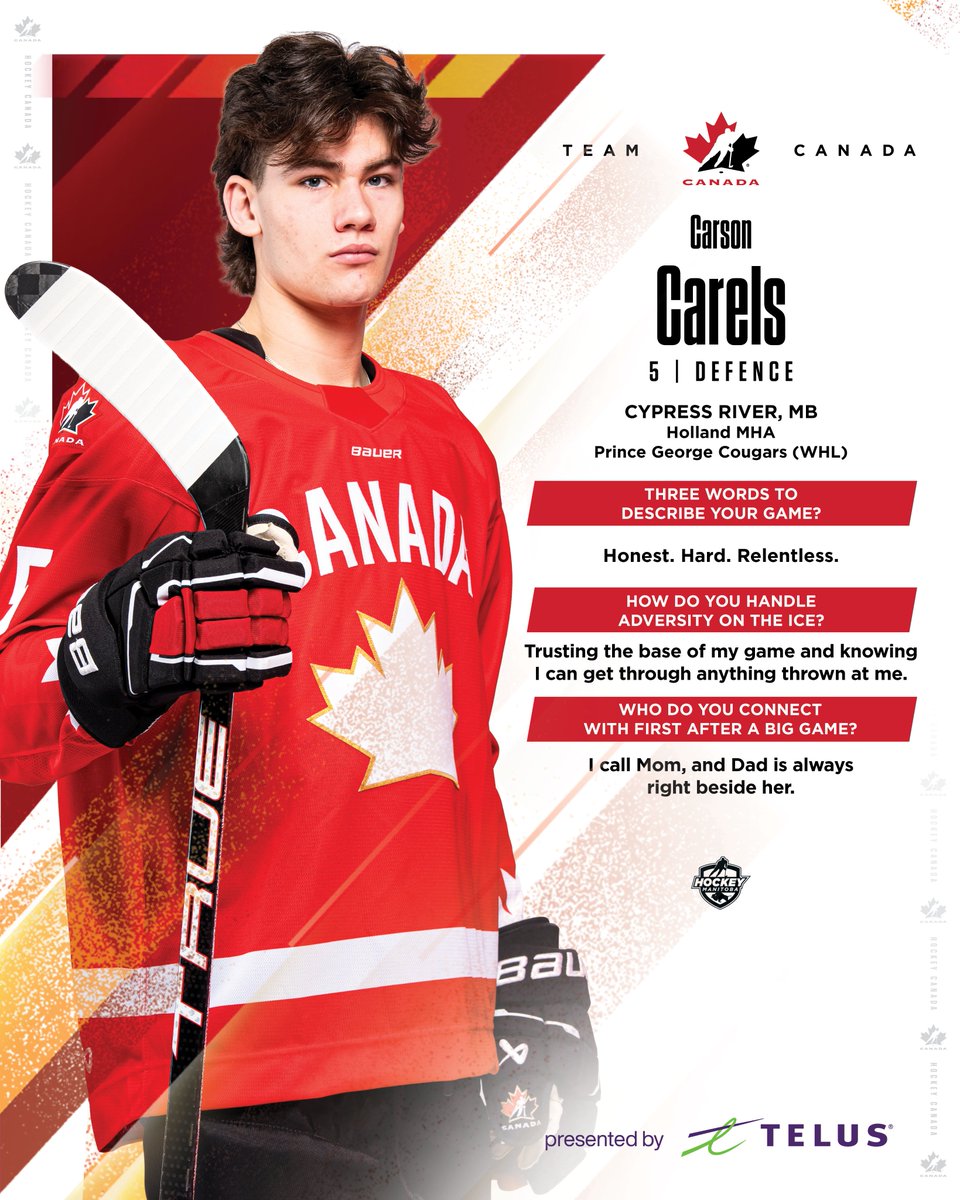 HockeyCanada's tweet image. Get to know Team Canada! 🇨🇦                           

Faites connaissance avec les joueurs d’Équipe Canada! 🇨🇦

🍁 Caleb Desnoyers
🍁 Carson Carels
🍁 Cameron Reid

#WorldJuniors | #MondialJunior | @TELUS