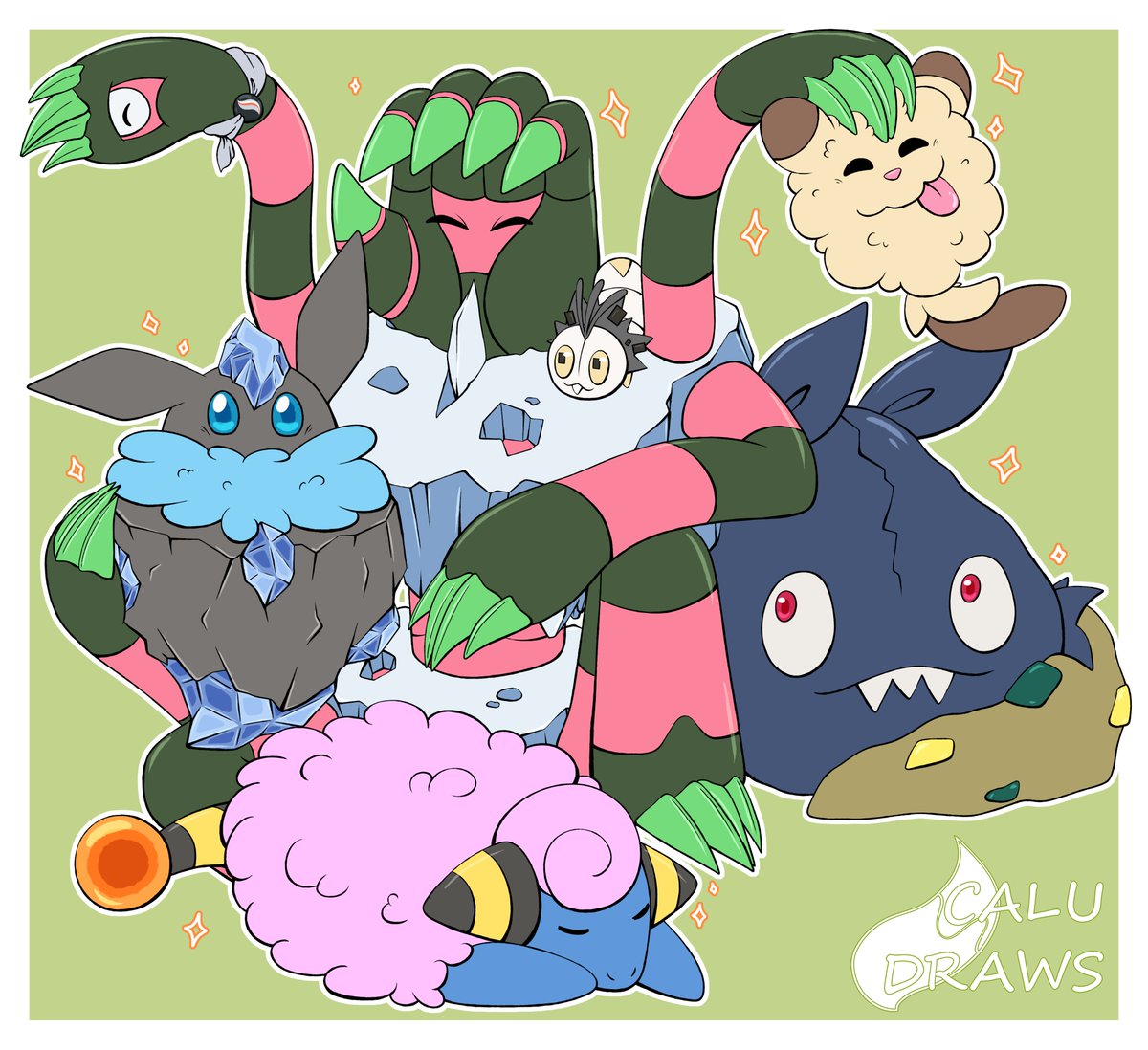 Calu_draws's tweet image. So I challenged myself:
if I manage to catch 6 full odds shiny pokemon in #PokemonLegendsZA before I get the shiny charm I will draw them together to get myself out of my art block

well guess who really didn't want to grind 500+fights yet 🥲