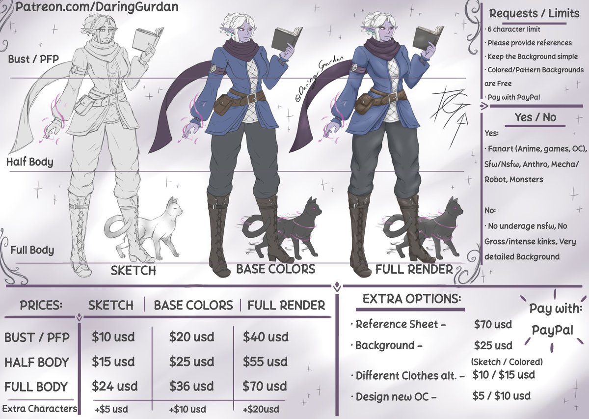 I'm open again ~ ✨
Message me on discord ( daring_gurdan )

(Dms on Twitter are broken for and I can't see them)