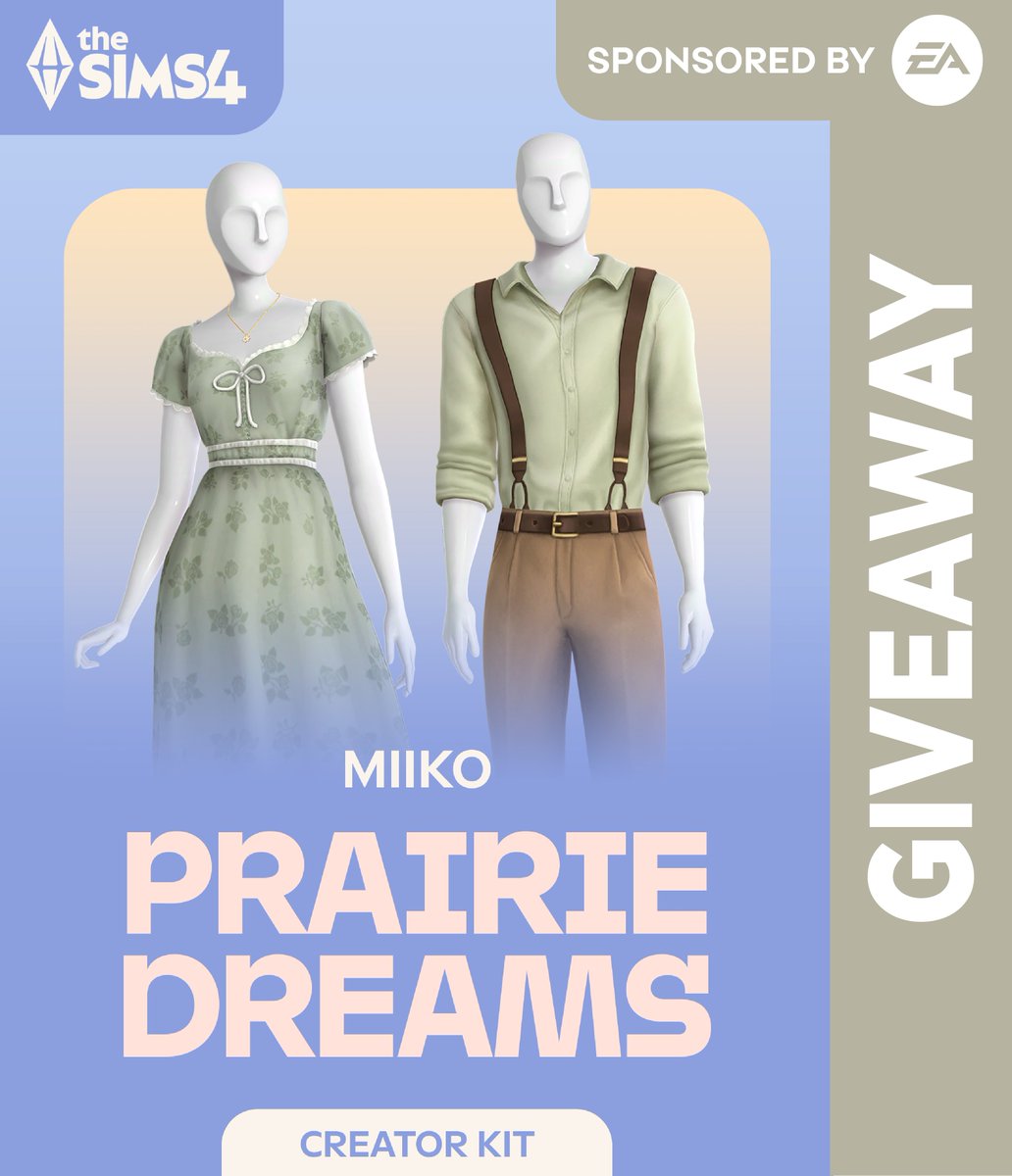 #EAPartner
✨ The Sims 4: Prairie Dreams Kit ✨

☾ Follow me
☾ Like &amp; RT this post
☾ Comment your dream place to travel to

☁︎⋅ (Optional) Sub to my YT
(youtube.com/@Aciissej)

Good luck! Ends Dec 25, 2025 - EA App - PC/MAC
#PrairieDreams