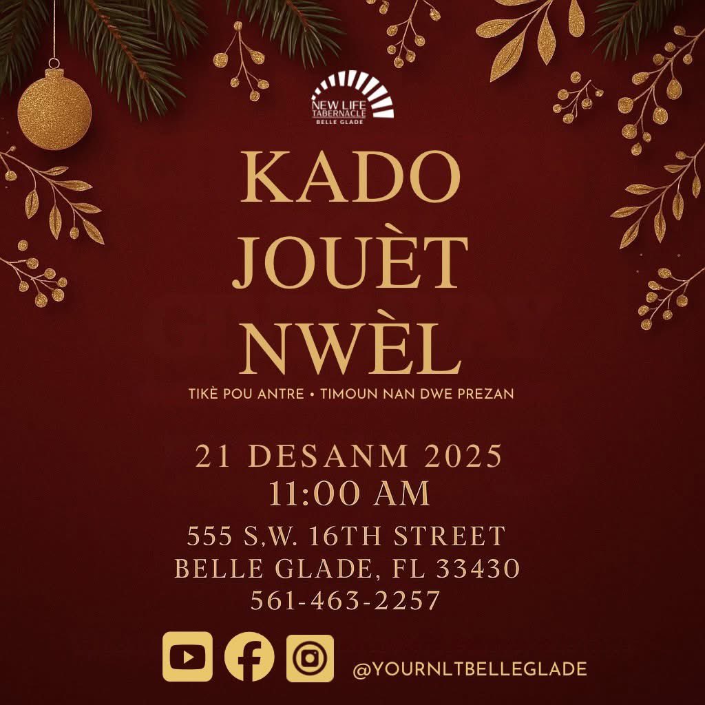 Our Christmas Toy Giveaway is tomorrow December 21, 2025 
at 11 AM — and we want EVERY family to know! 
➡️ Child/Children must be there
➡️ Tell a friend, parent, or neighbor who needs to be there! #FLUPCI #ChristmasToyGiveaway #ShareTheJoy #yourNLTbelleglade