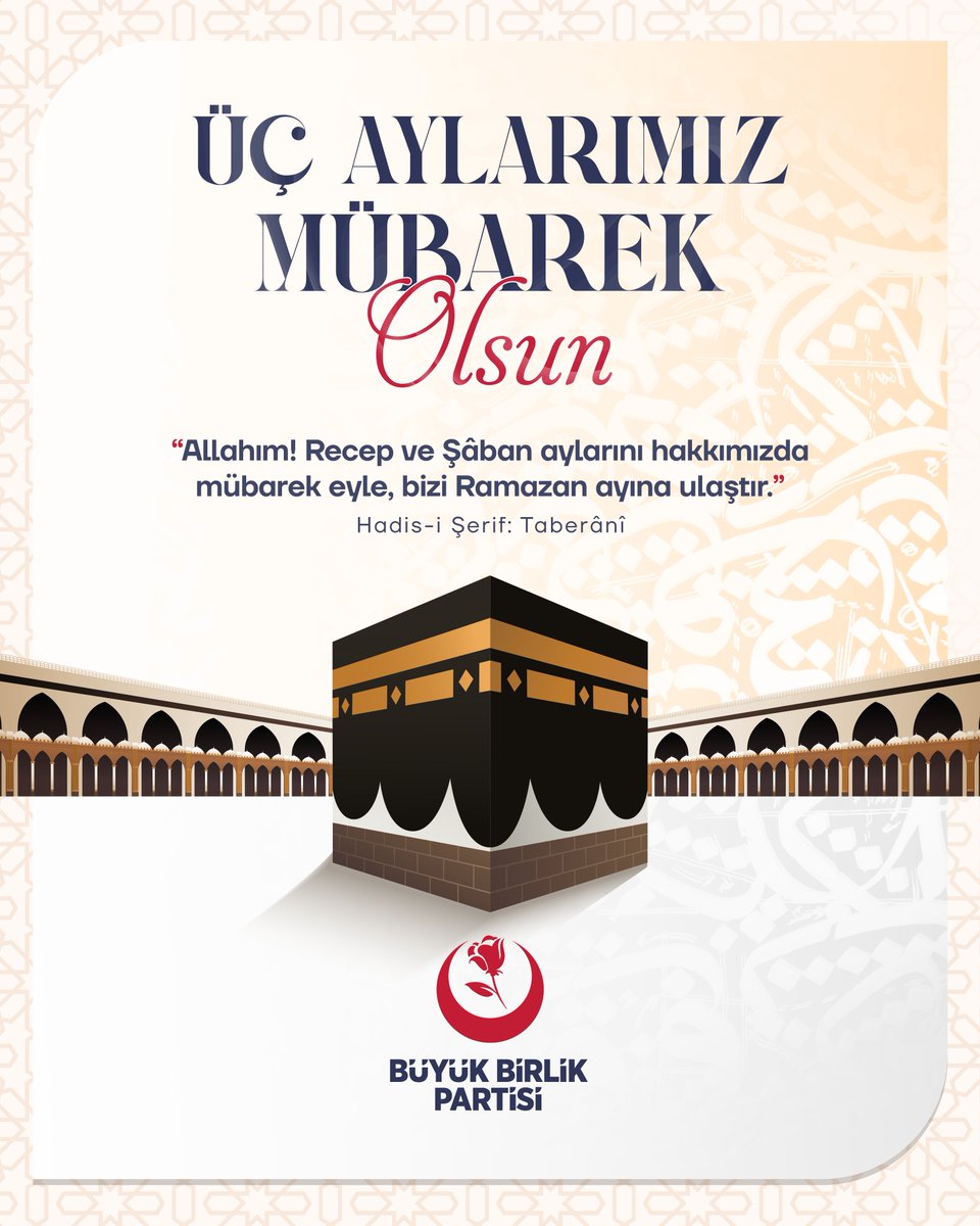 Üç ayların başlangıcının milletimize, ülkemize ve bütün İslam âlemine hayırlar getirmesini diliyoruz. 
#üçaylarımızmübarekolsun
#üçaylar