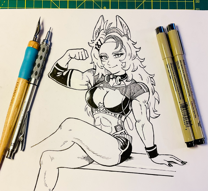 ThommyElfving's tweet photo. I finally inked my drawing of #Buffpup. #Vtuber https://t.co/P4AQ5JJlBN