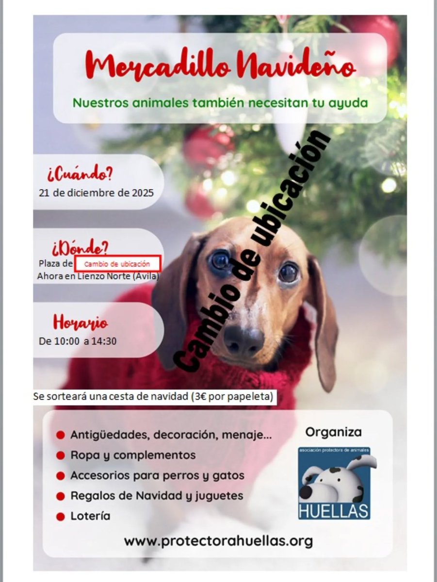 ¡Atención! 
Cambio de ubicación en el mercadillo de mañana. Estaremos en el Lienzo Norte de 10:00 a 14:30 
¡Os esperamos! 
#Ávila