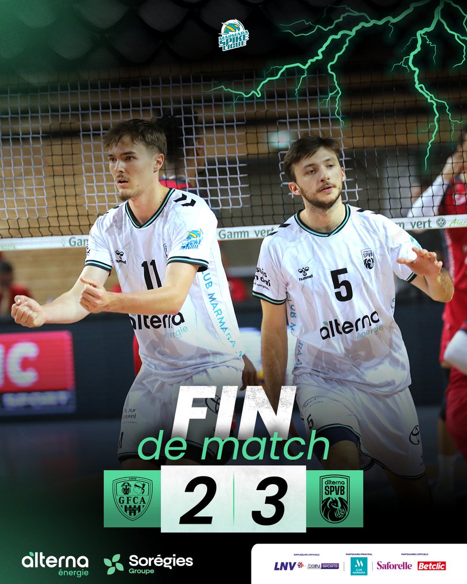 AlternaSPVB's tweet image. Nos 𝗕𝗹𝗮𝗰𝗸𝘀 renouent avec la victoire au terme d'une bataille intense face à Ajaccio 🔥

2️⃣-3️⃣ : 27-25 22-25 23-25 25-18 15-17

RDV à Lawson-Body le 30 décembre pour le choc face à Tourcoing 💪
⚫⚪🟢
#AlternaSPVB | #LNV | #MarmaraSpikeLigue | #FFVolley | #LénergieDunClub