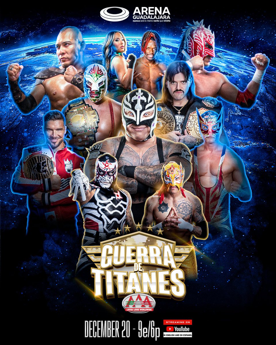 Big night tonight for @luchalibreaaa!

#GuerraDeTitanes airs LIVE at 9e/6p on @WWE’s YouTube Chan...